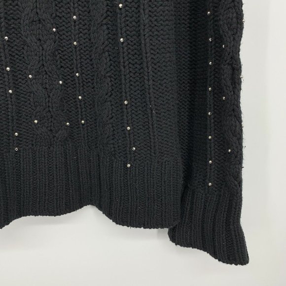 Philosophy Sweater Black Silver Beaded Mock Neck Pullover Tunic - Picture 5 of 9